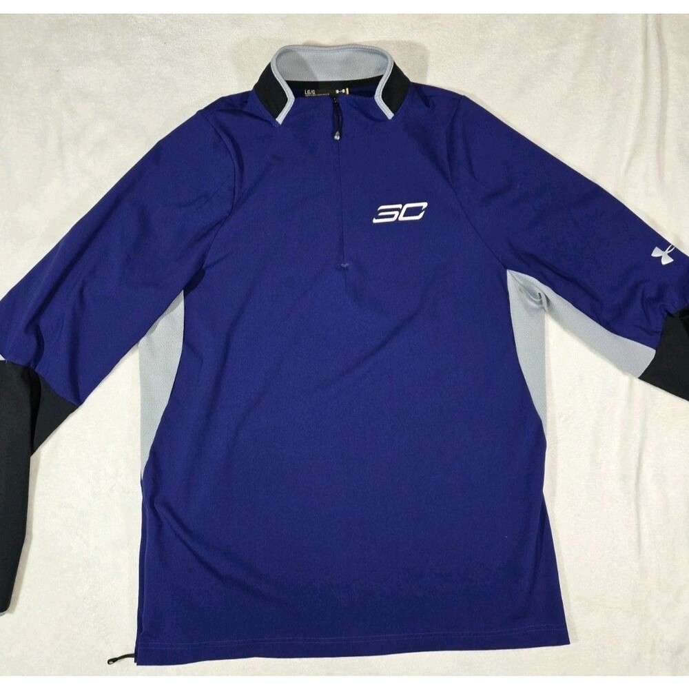 Mens Under Armour Steph Curry 1/4 Zip Shooting Jacket Large Blue Gray